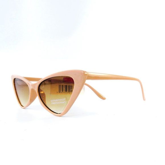 Rare Vintage Narrow Peachy-Old Pink  Cat Eye Sunglasses - Picture 4 of 8